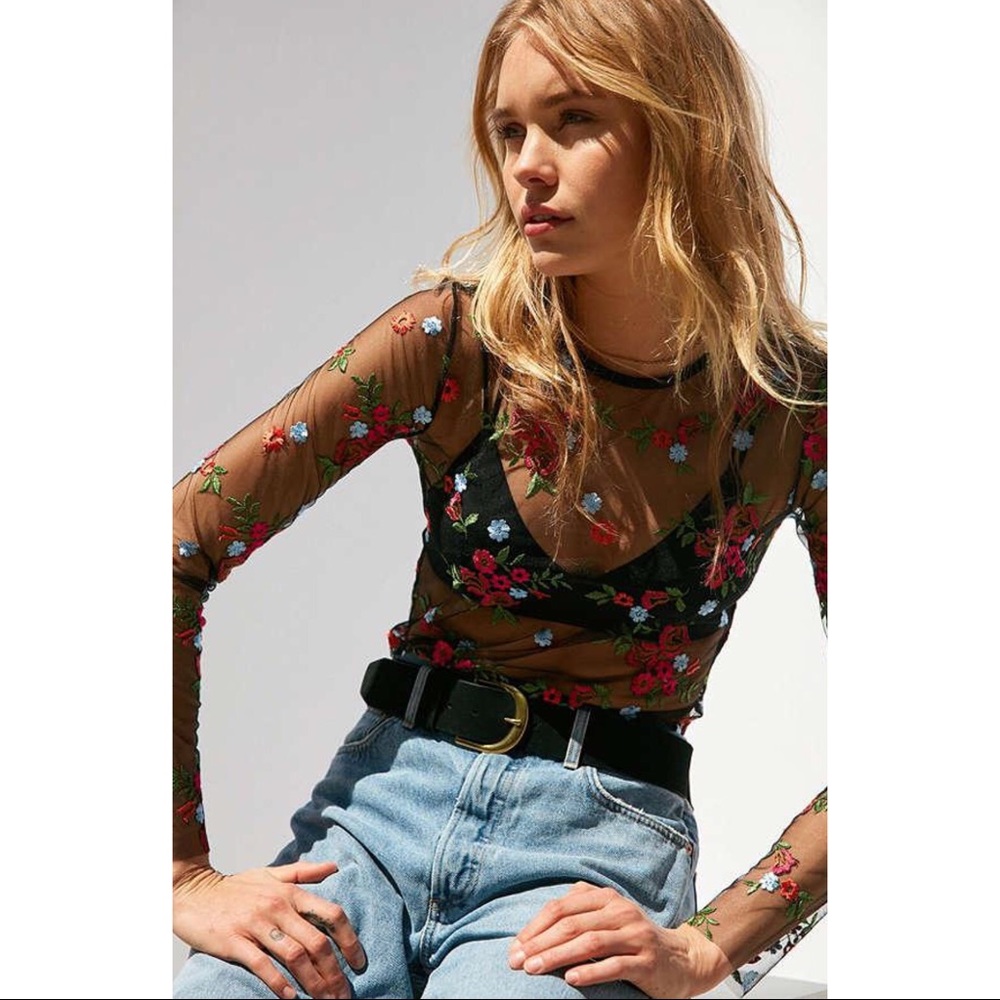 Mesh Floral Long Sleeve